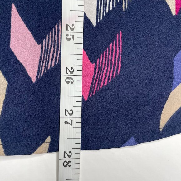 JM Collection Women's Navy Blue Pink Chevron Print Pleated 3/4 Sleeve Blouse XL - Picture 7 of 8
